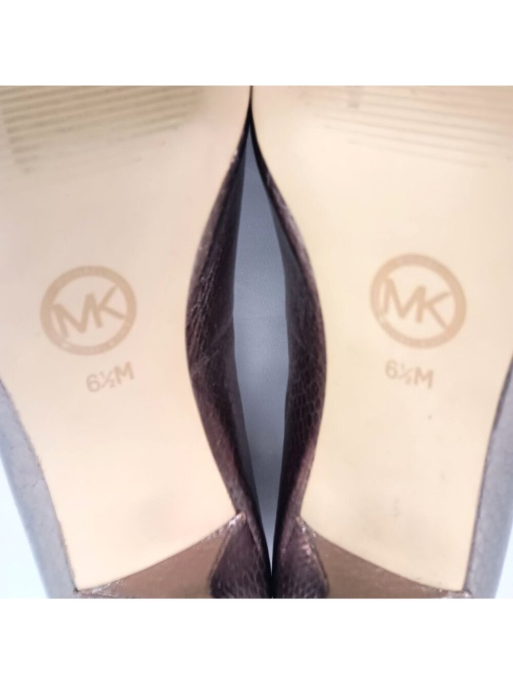 Michael Kors Pressley Pumps Metallic Crackle Leather Stiletto Women 6.5 - Picture 9 of 10